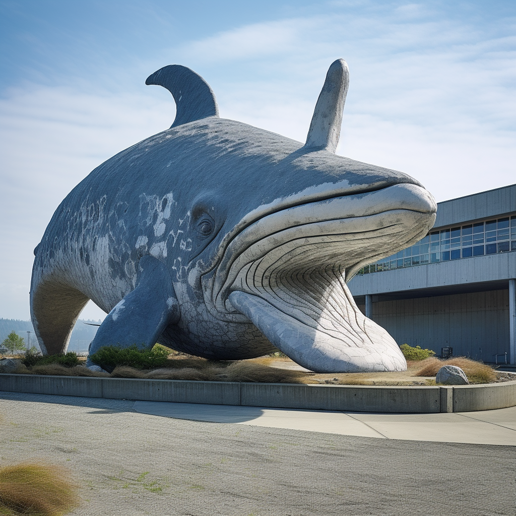 Concrete whale sculpture art