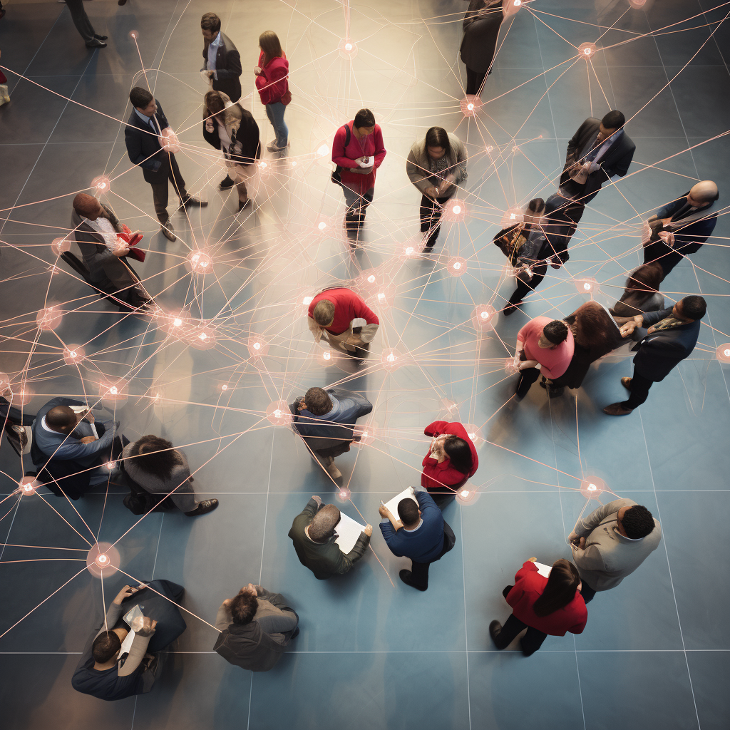 People in Conference with Network Lines