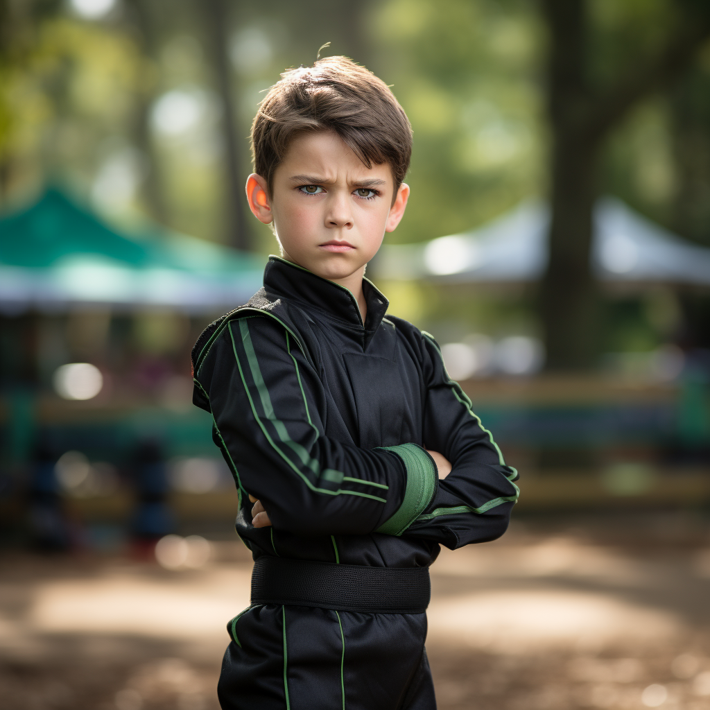 Confident child in martial arts stance