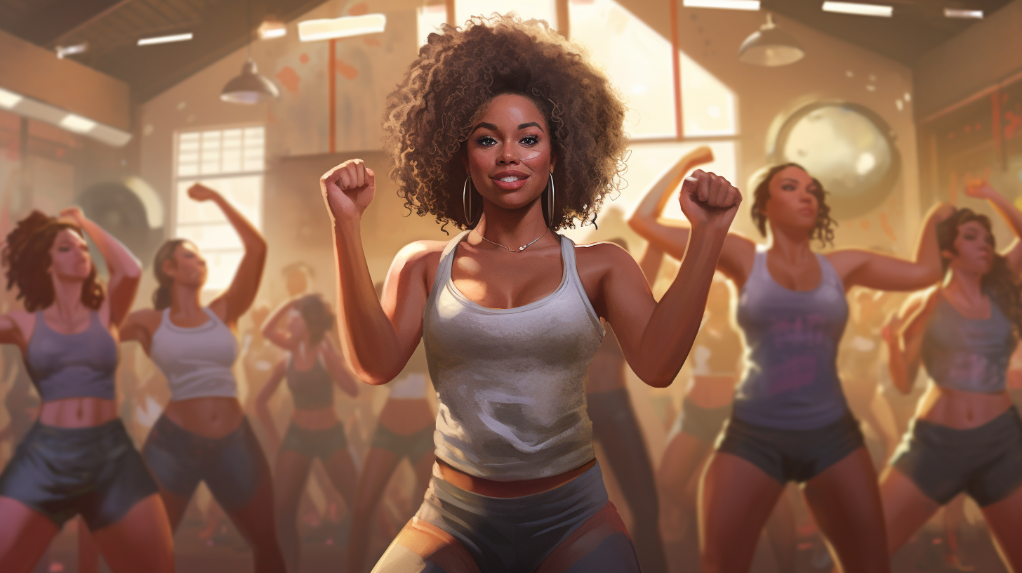 Confident black woman leading fitness class