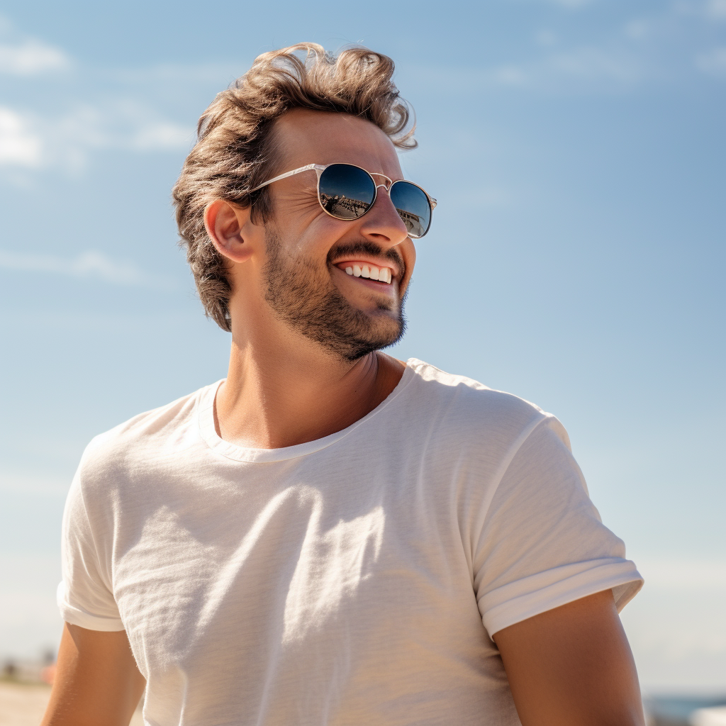 Happy man enjoying sunshine