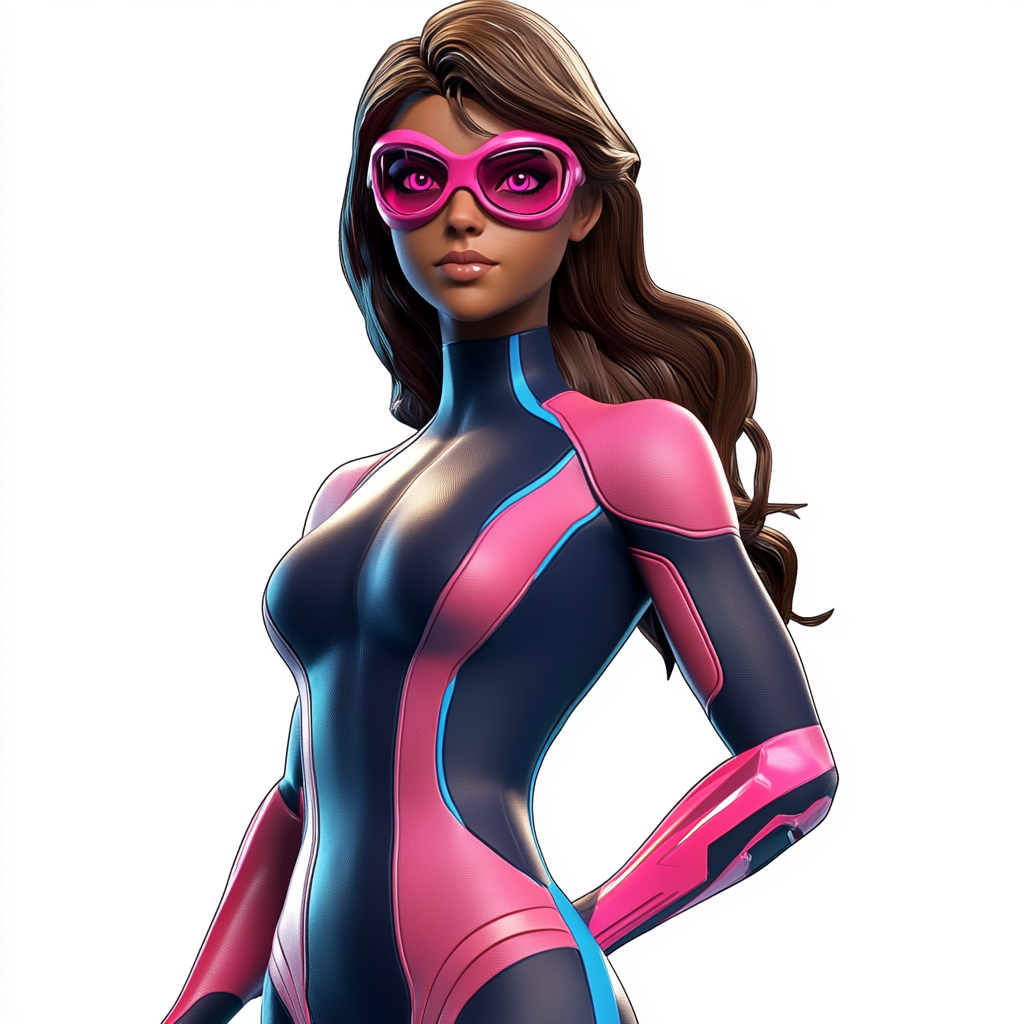 Latina superhero in pink costume