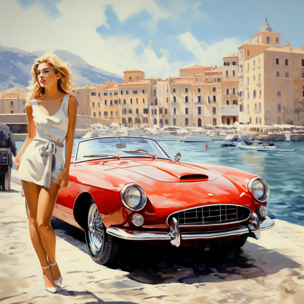 Confident Rich Lady in Italy with Ferrari