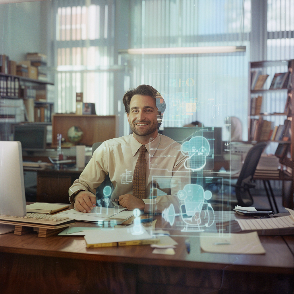 Confident Smiling Office Worker AI Robots