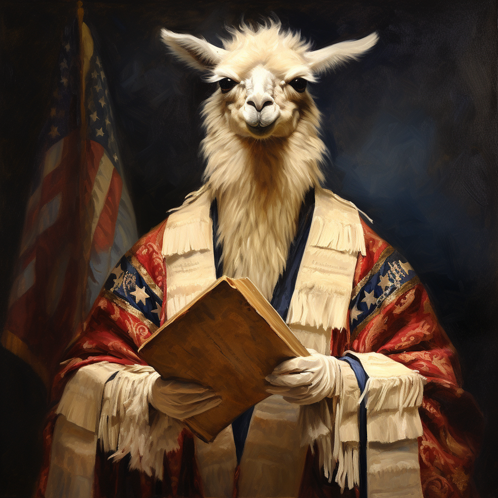 Llama Holding Constitution - 19th Century Painting