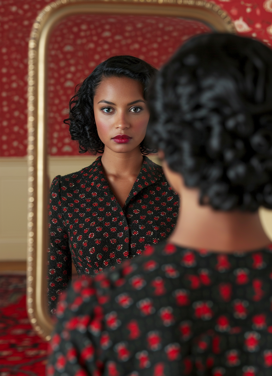 Confident woman in mirror