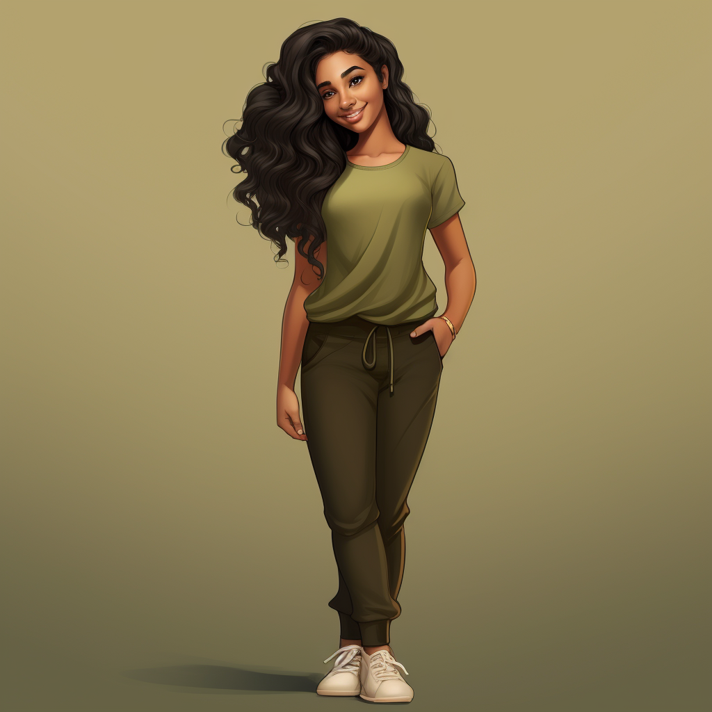 Confident East Indian Girl Cartoon Illustration