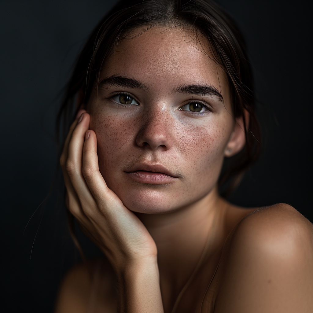 Confident female model in studio portrait