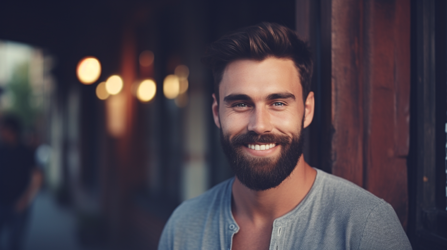 Confident man with blurred background