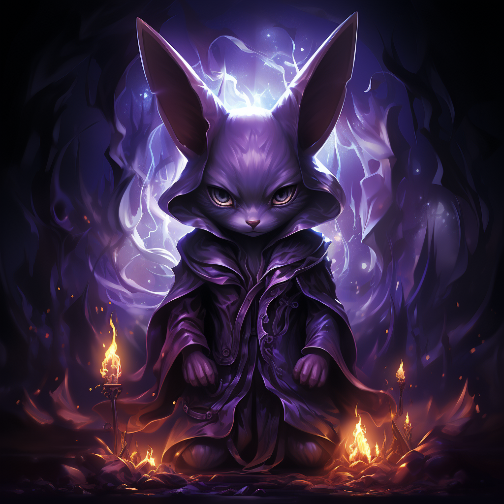 Confused Alakazam Pokémon, Dark Purple Glowing Background