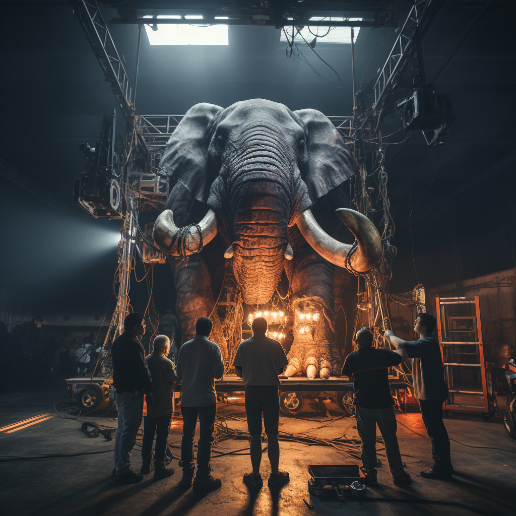 Production employees facing a huge elephant in confusion