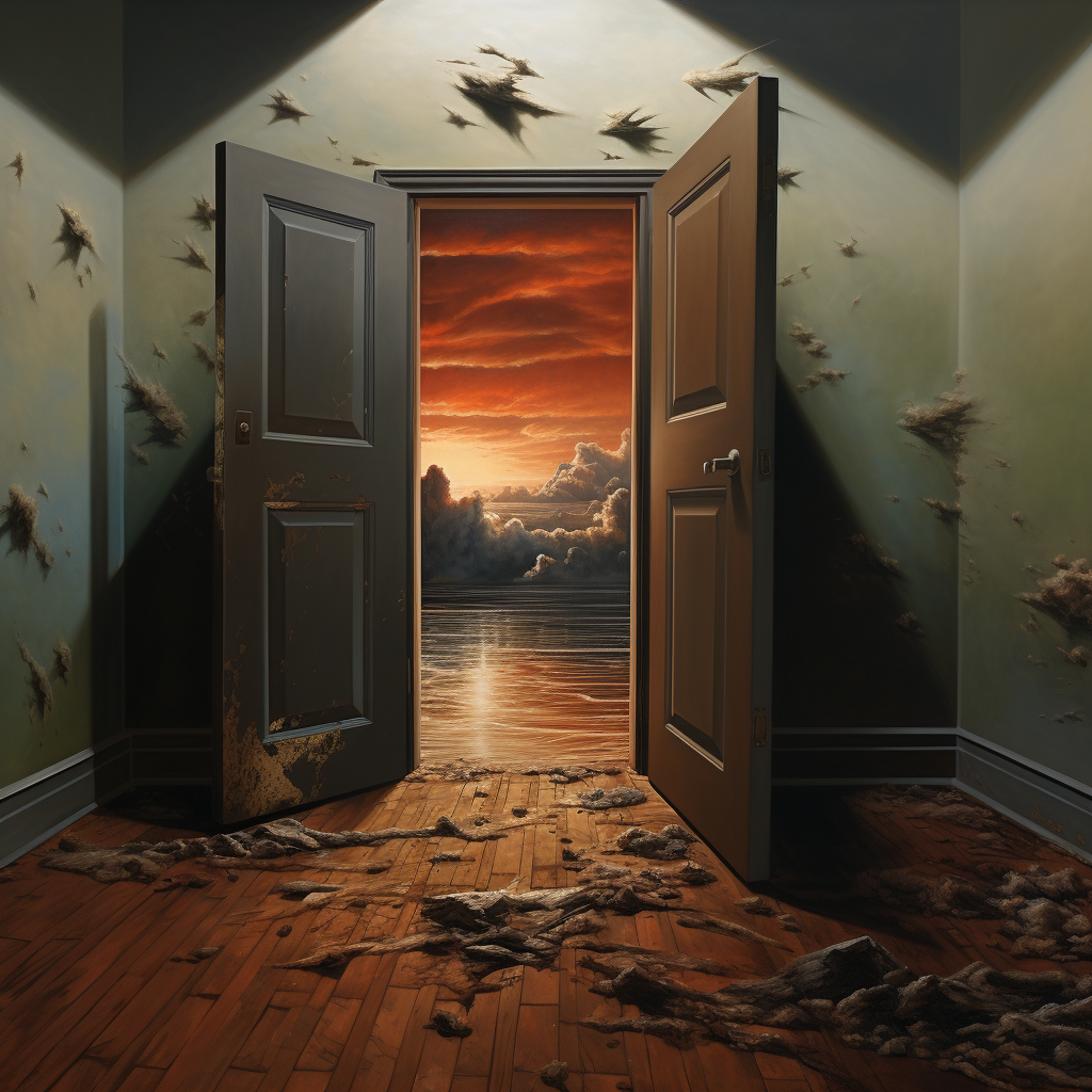 Surreal and realistic door image