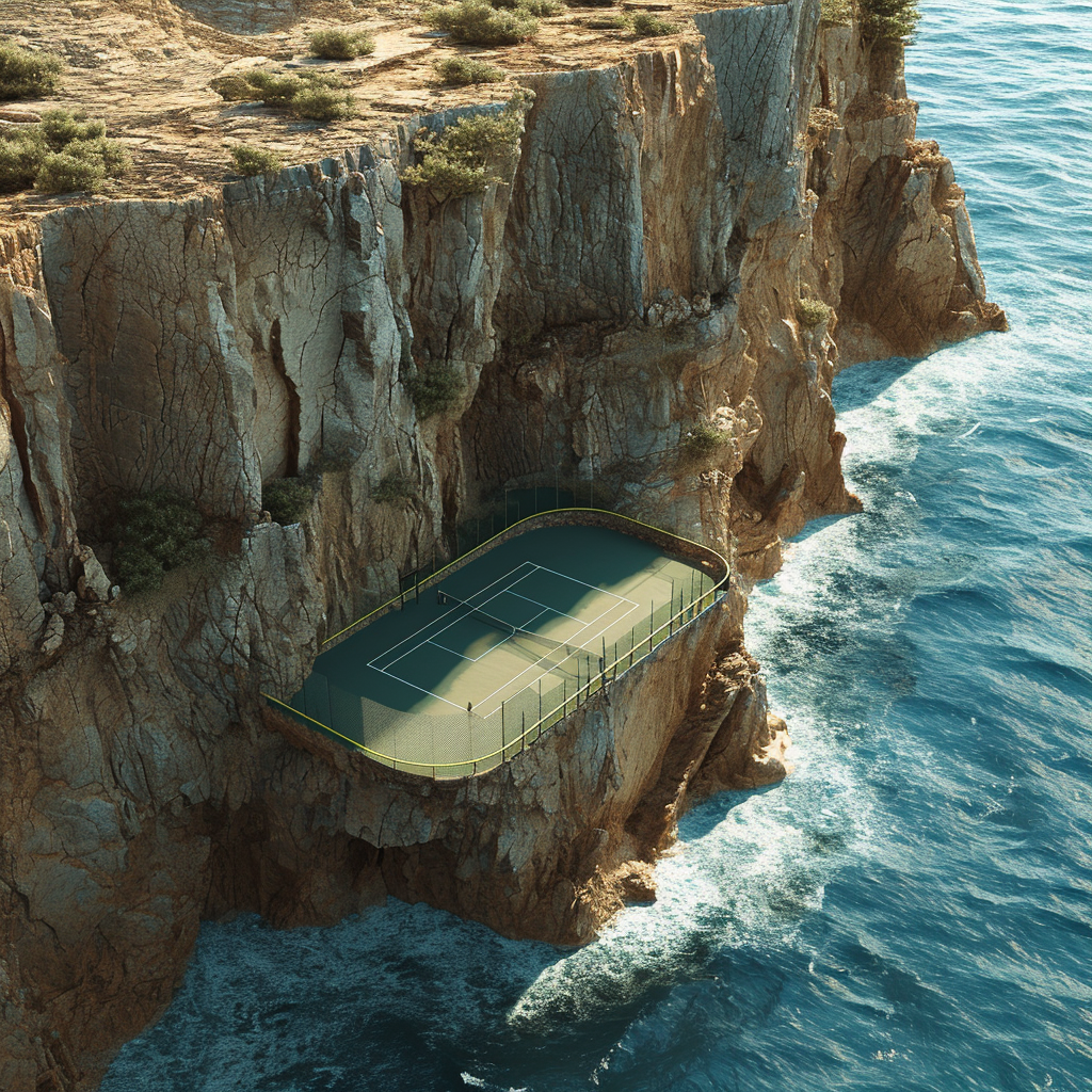 Tennis court on breathtaking clay cliff