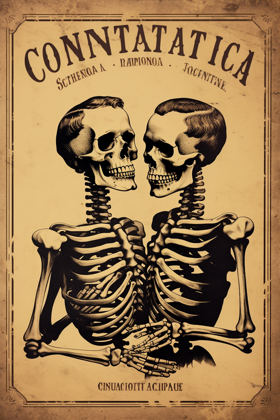 Vintage Conjoined Skeleton Poster