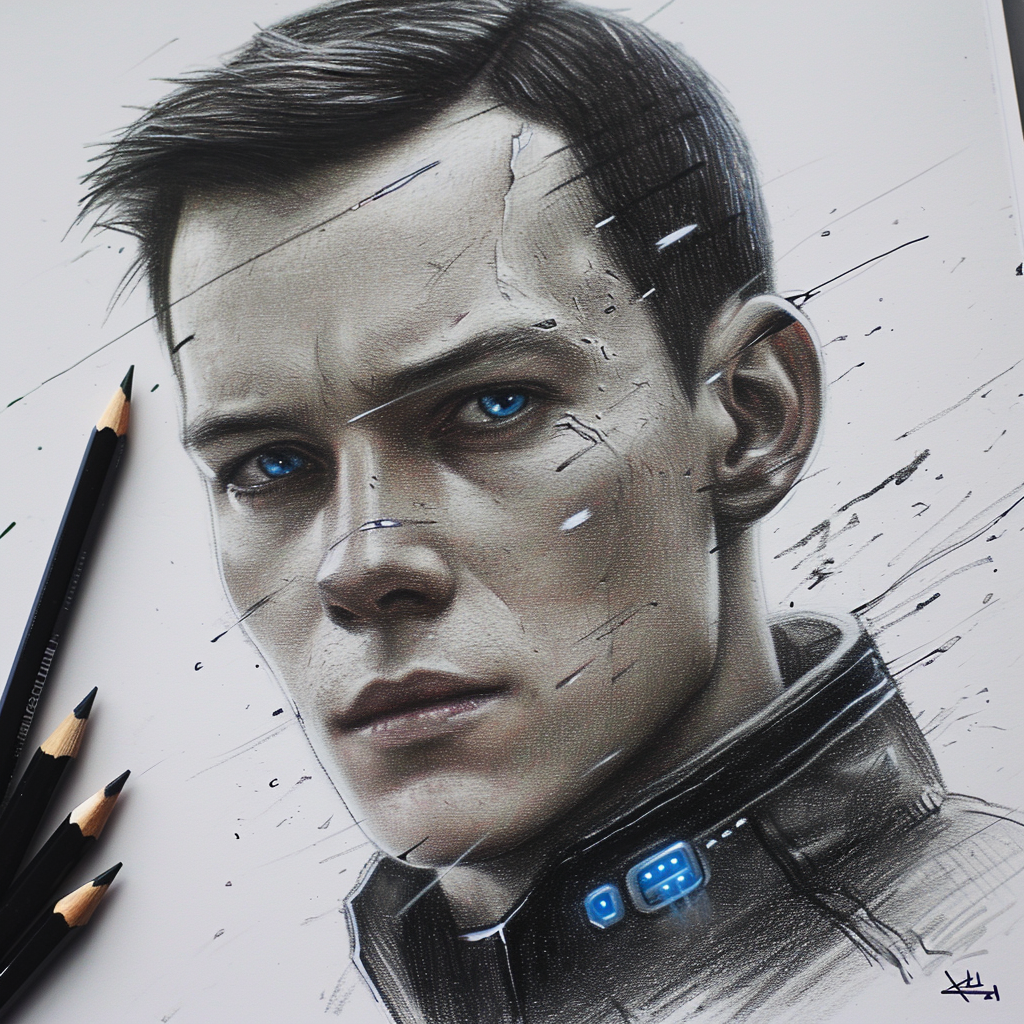 Illustration of Connor RK800 from Detroit Become Human