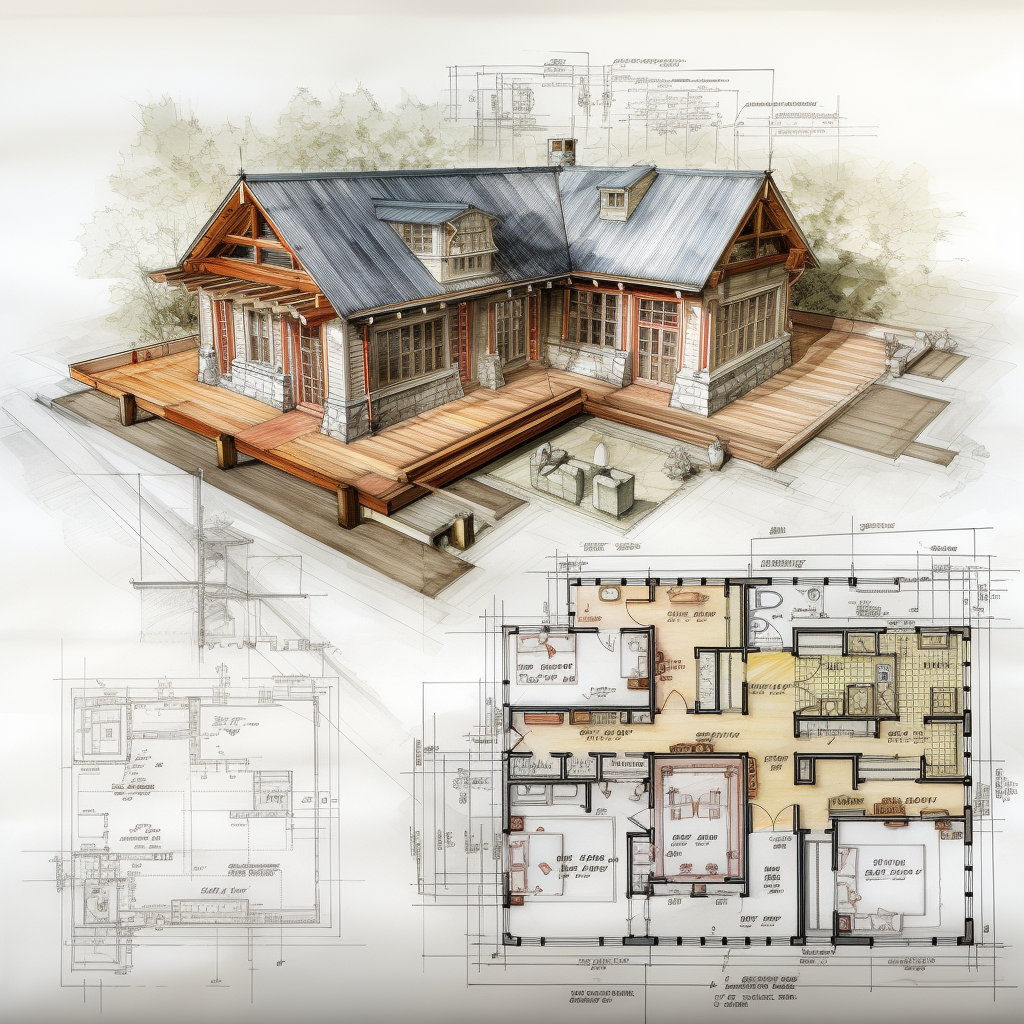 House on construction drawings