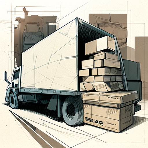 Illustration of construction materials arriving by van