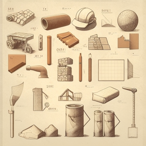 Construction materials illustration sketch