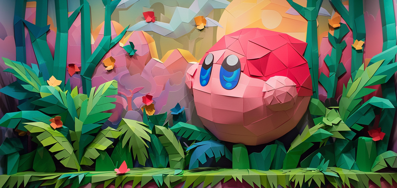 Kirby video game construction paper art