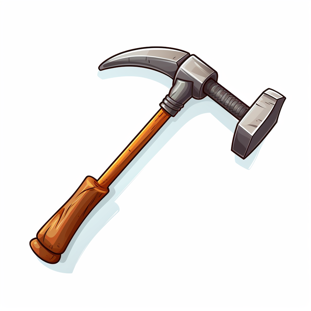 Cartoon construction hammer on white background