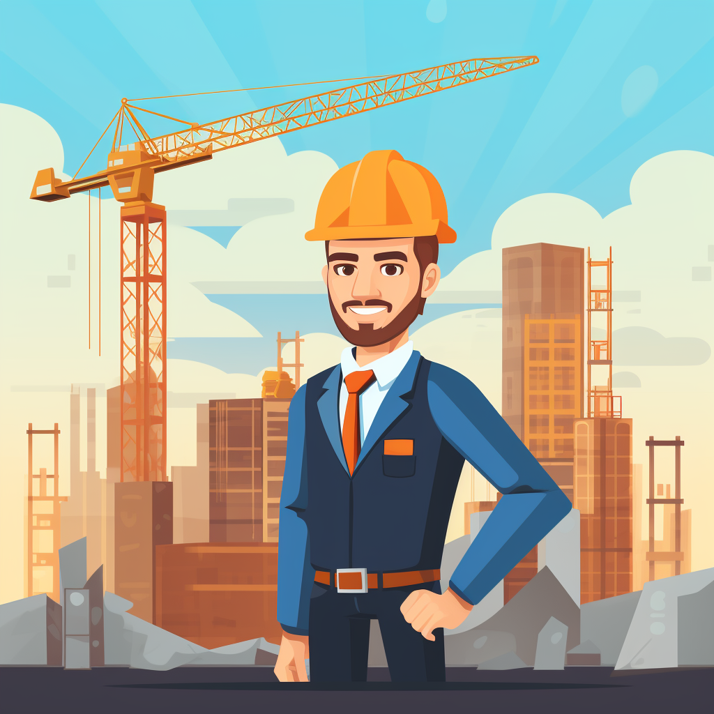 Construction site manager in flat design