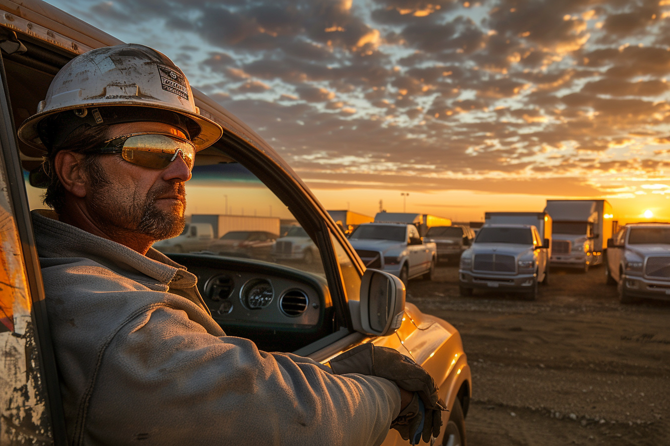 Construction Worker in Bentley on Dirt