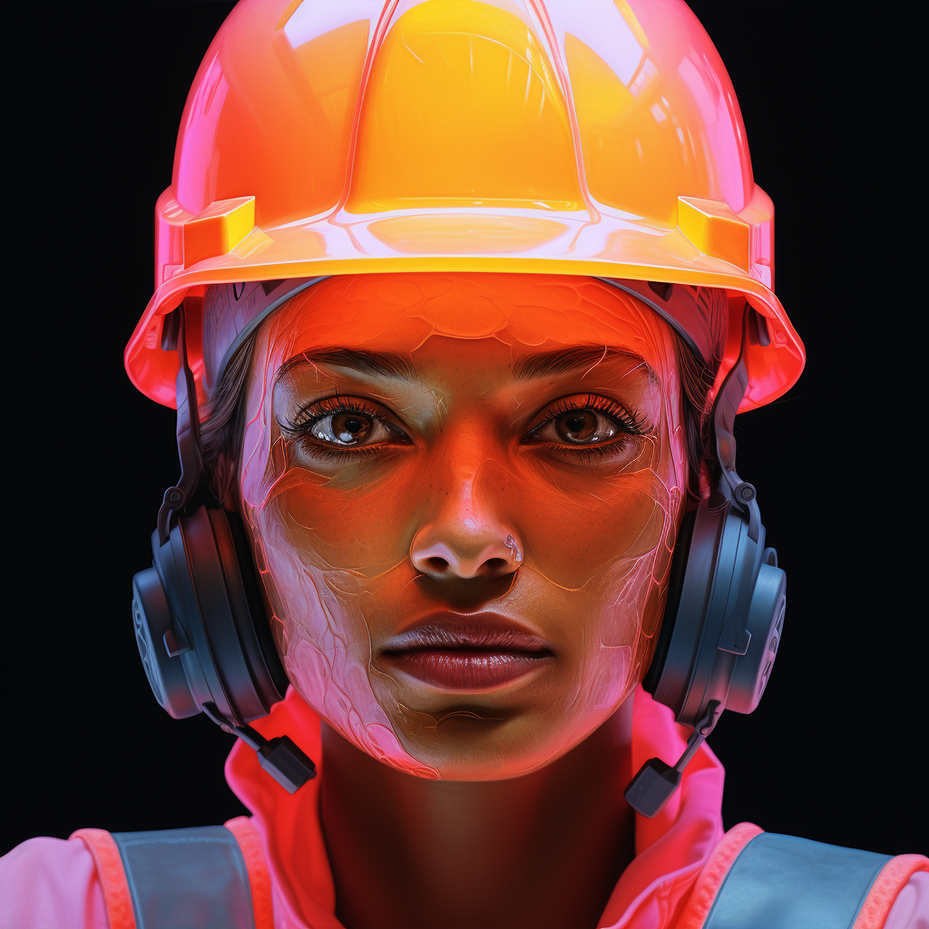 Close-up of Neon Construction Worker