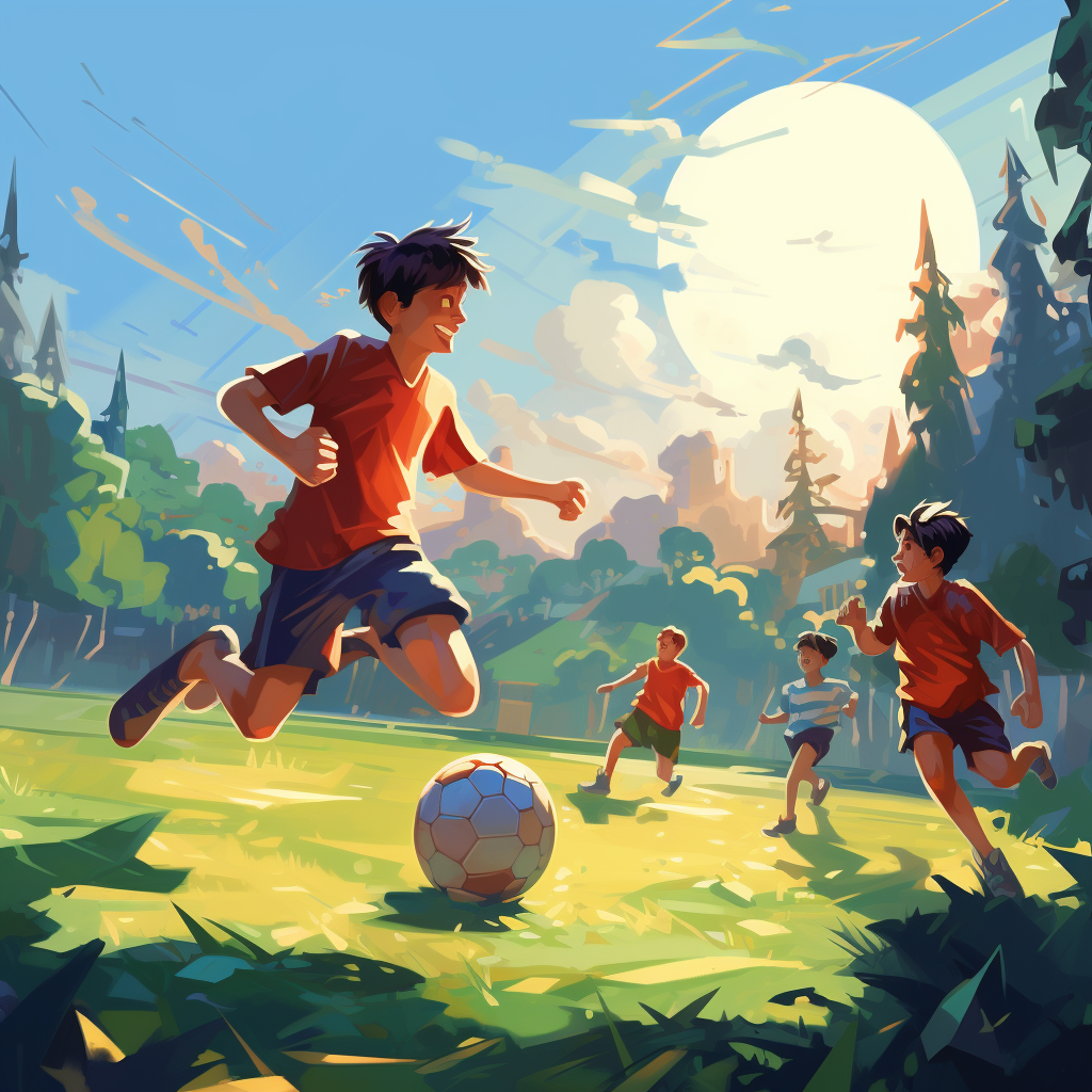 Group of Kids Playing Soccer