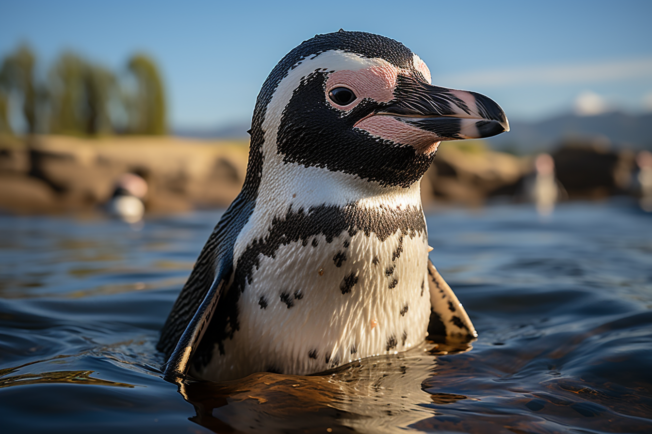 Beautiful African Penguin Gazing at the Sea