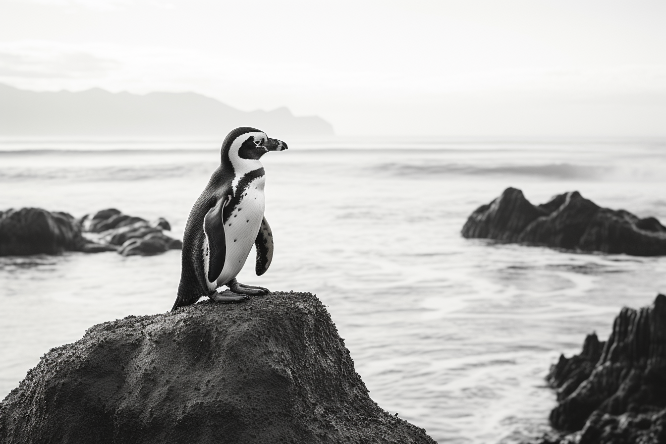 Contemplative African Penguin by the Sea