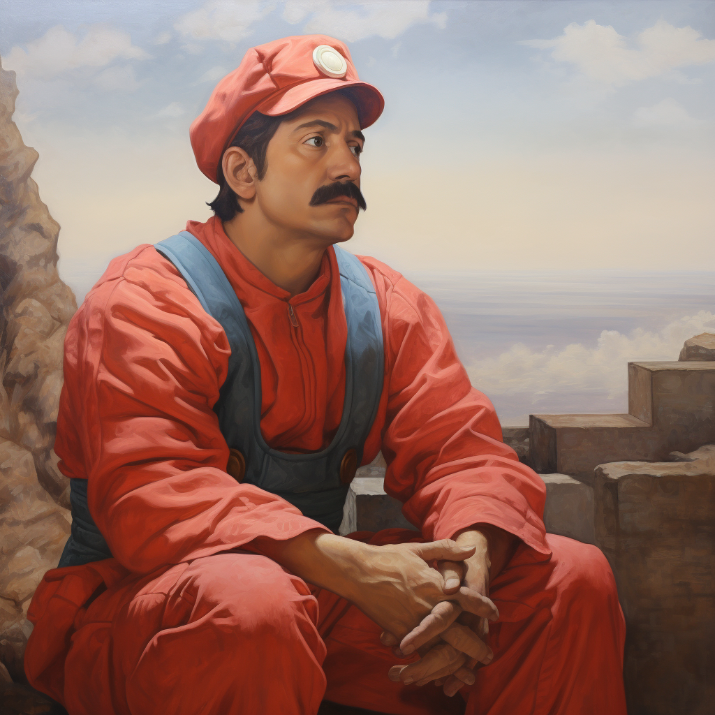 Thoughtful Mario pondering the horizon