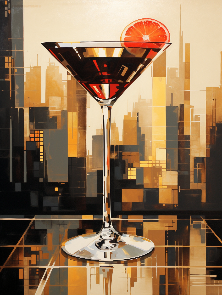 Cosmopolitan oil painting with neutral background