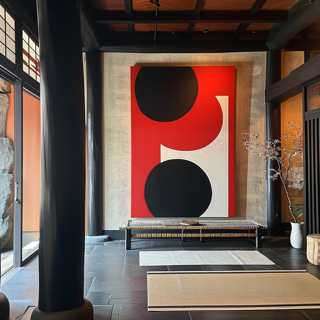 Minimal Japanese Shinto Temple with Kusama-inspired Wall Paint