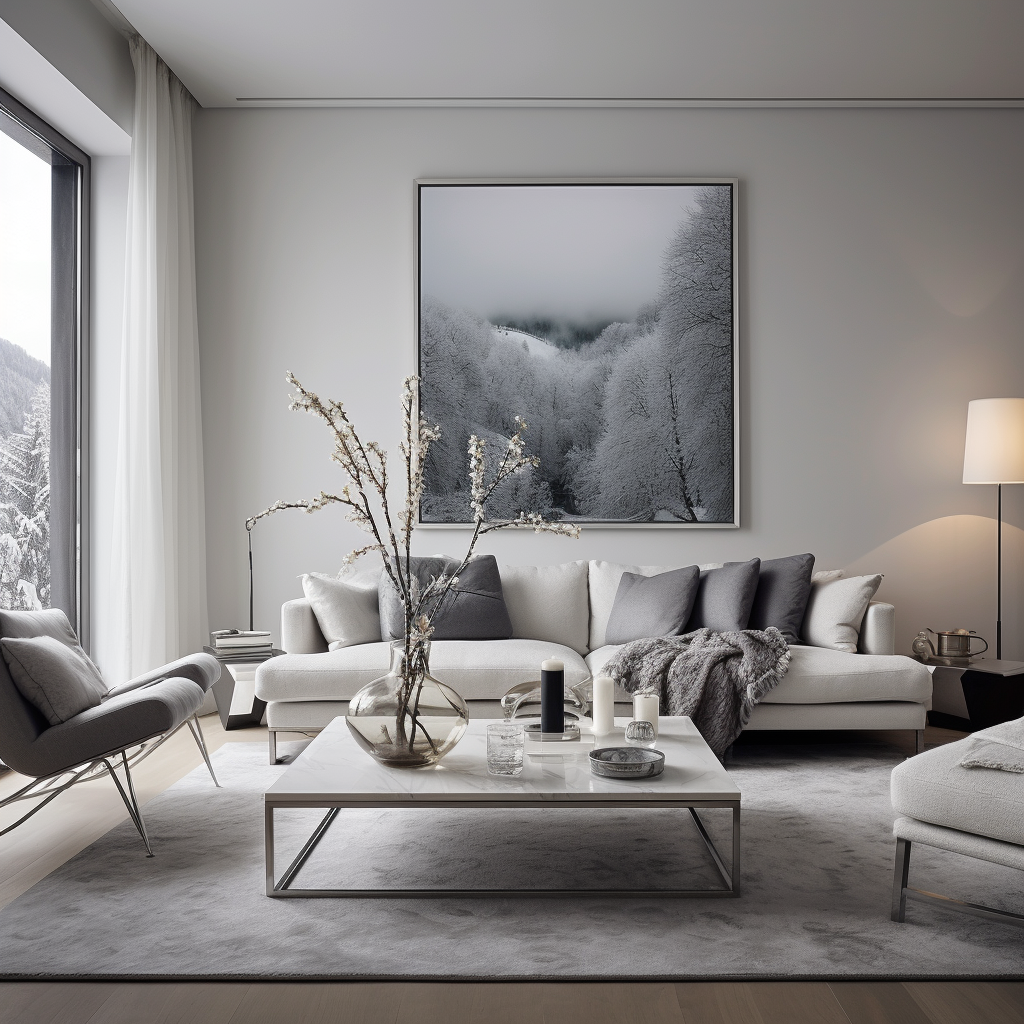 Gray modern living room interior