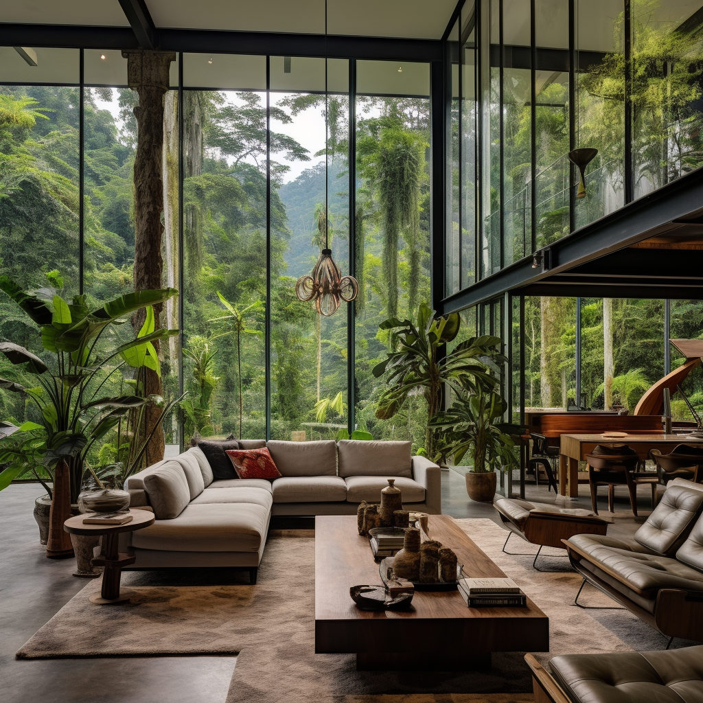 Beautiful rainforest living room interior