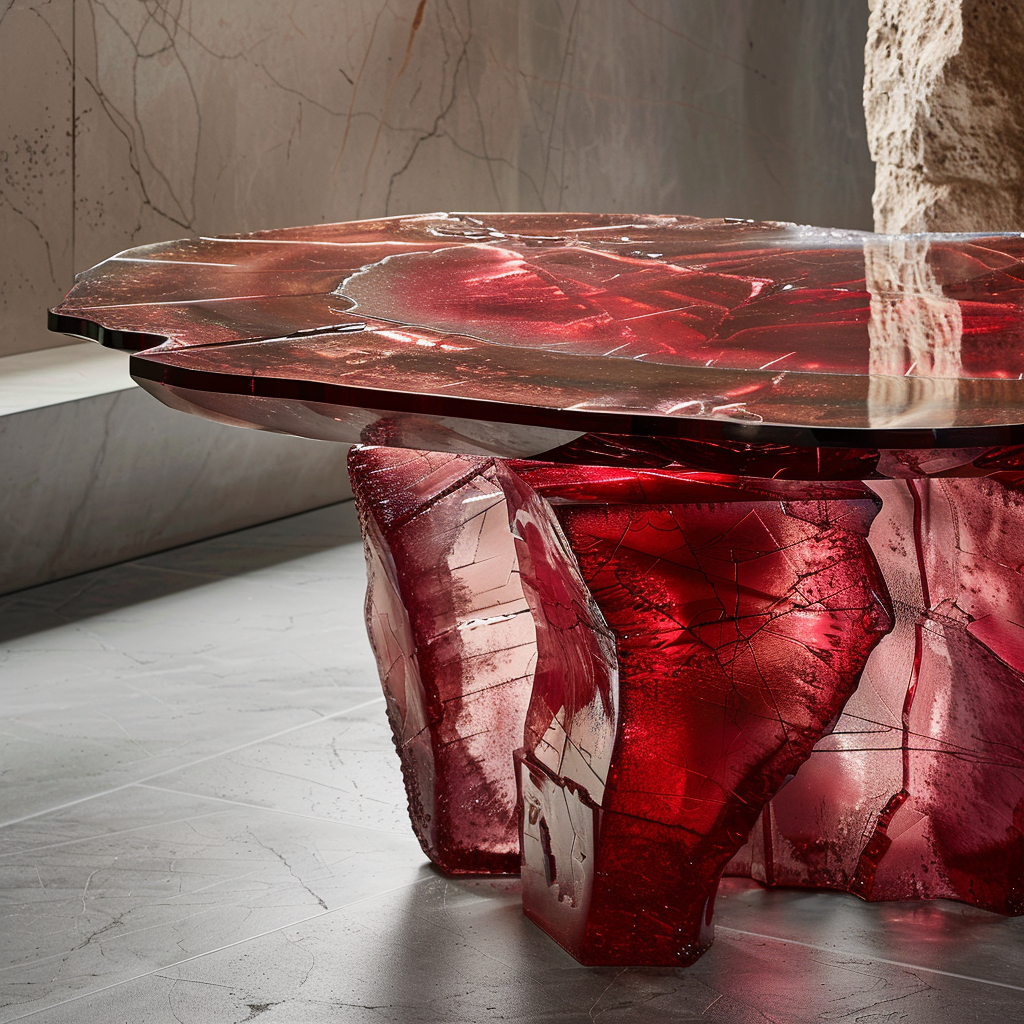 Contemporary Ruby Stone Table Design