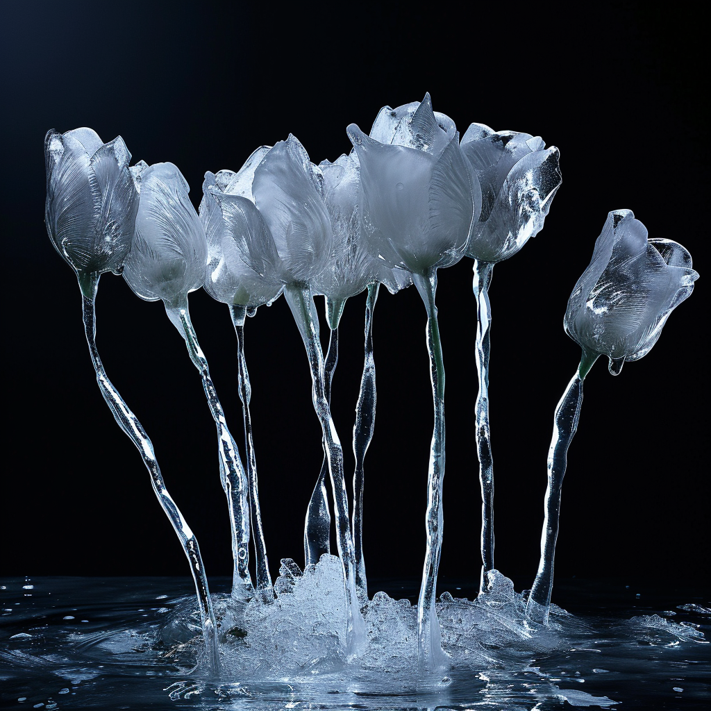 Tulips Covered in Ice