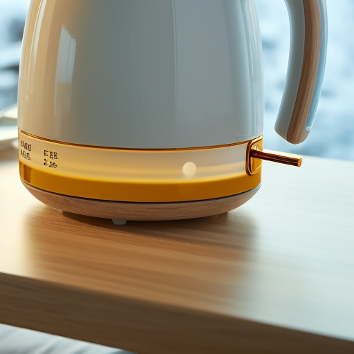 Sleek white electric kettle on wooden counter