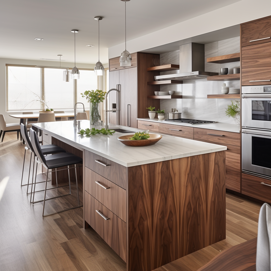 Contemporary kitchen with neutral color palette