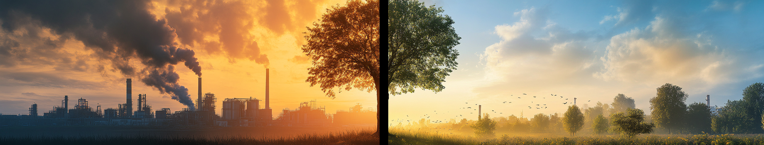 Industrial vs Nature Tree Transformation Image