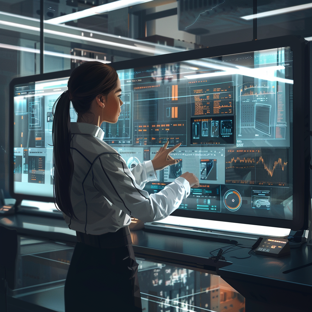 Young lady in control room