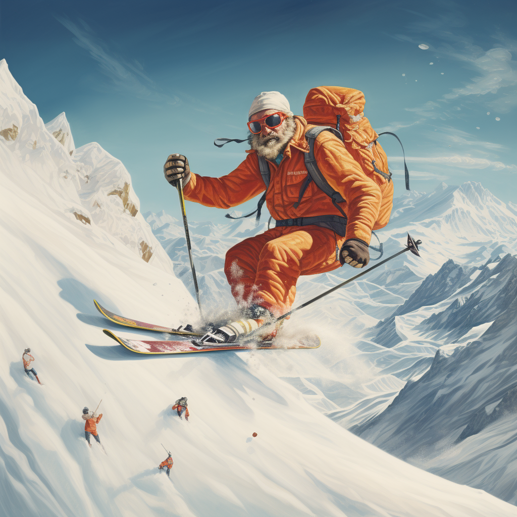 Cook skiing in Swiss Alps