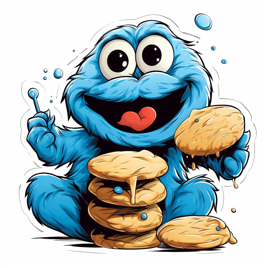 Cookie Monster enjoying delicious cookies