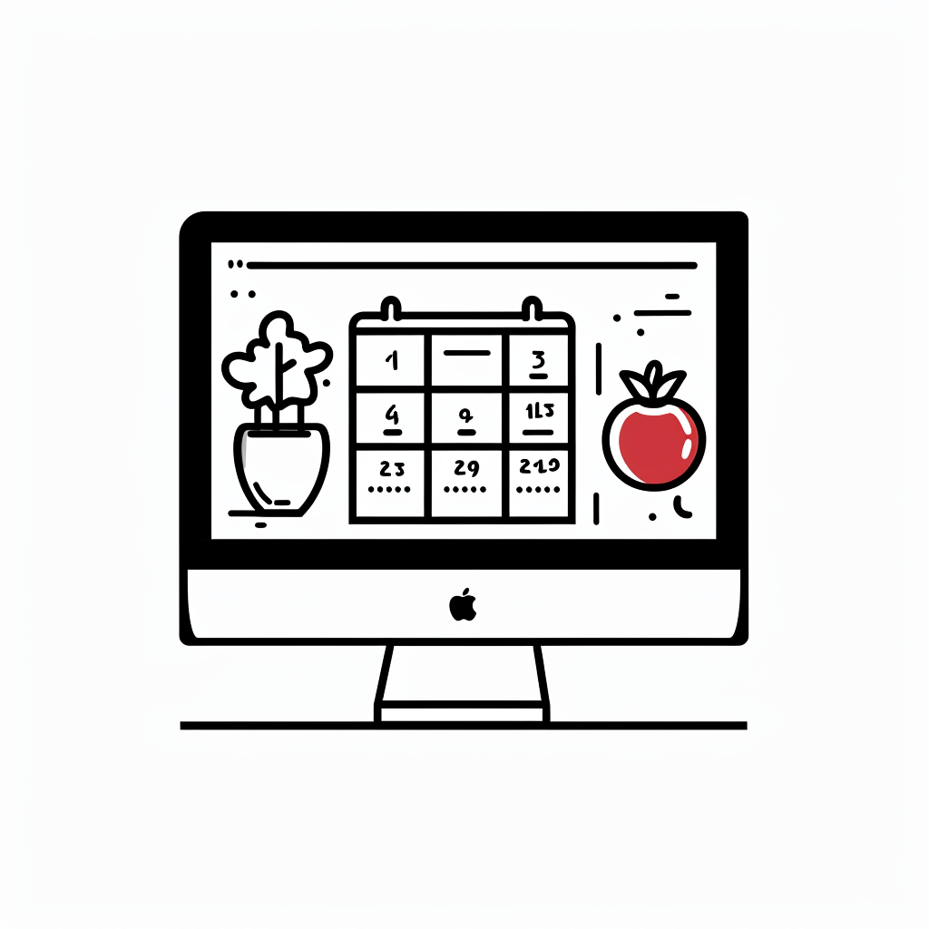 Minimal cooking app calendar illustration