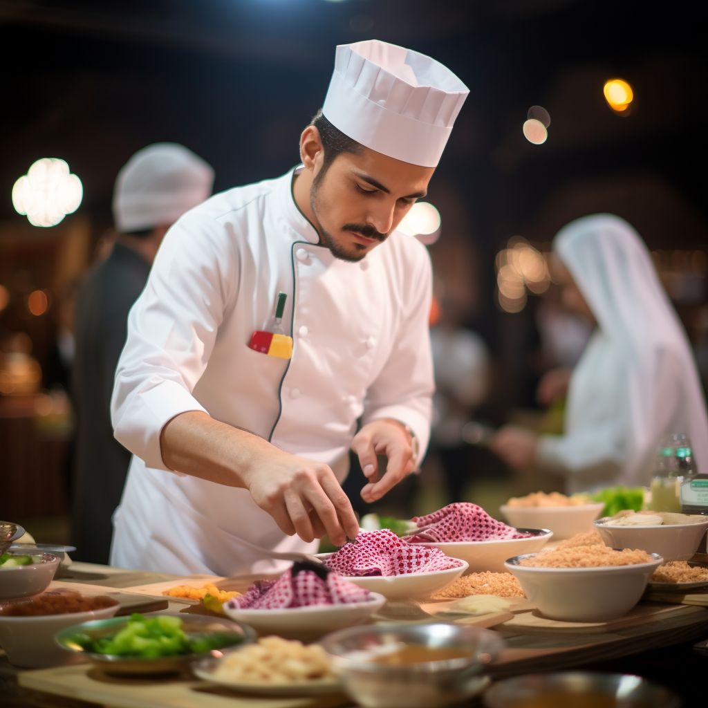 Chefs preparing dishes at the cooking contest