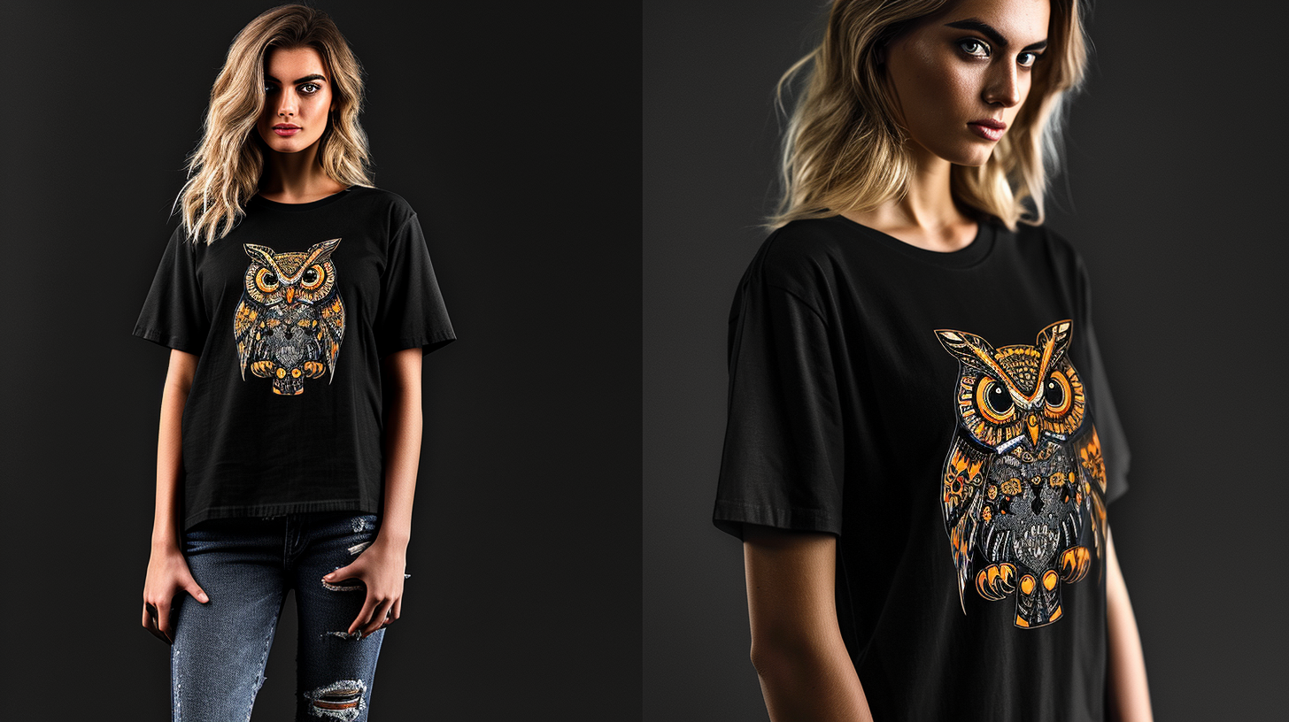 Stylish Gen-Z Supermodel in Owl Graphic T-Shirt