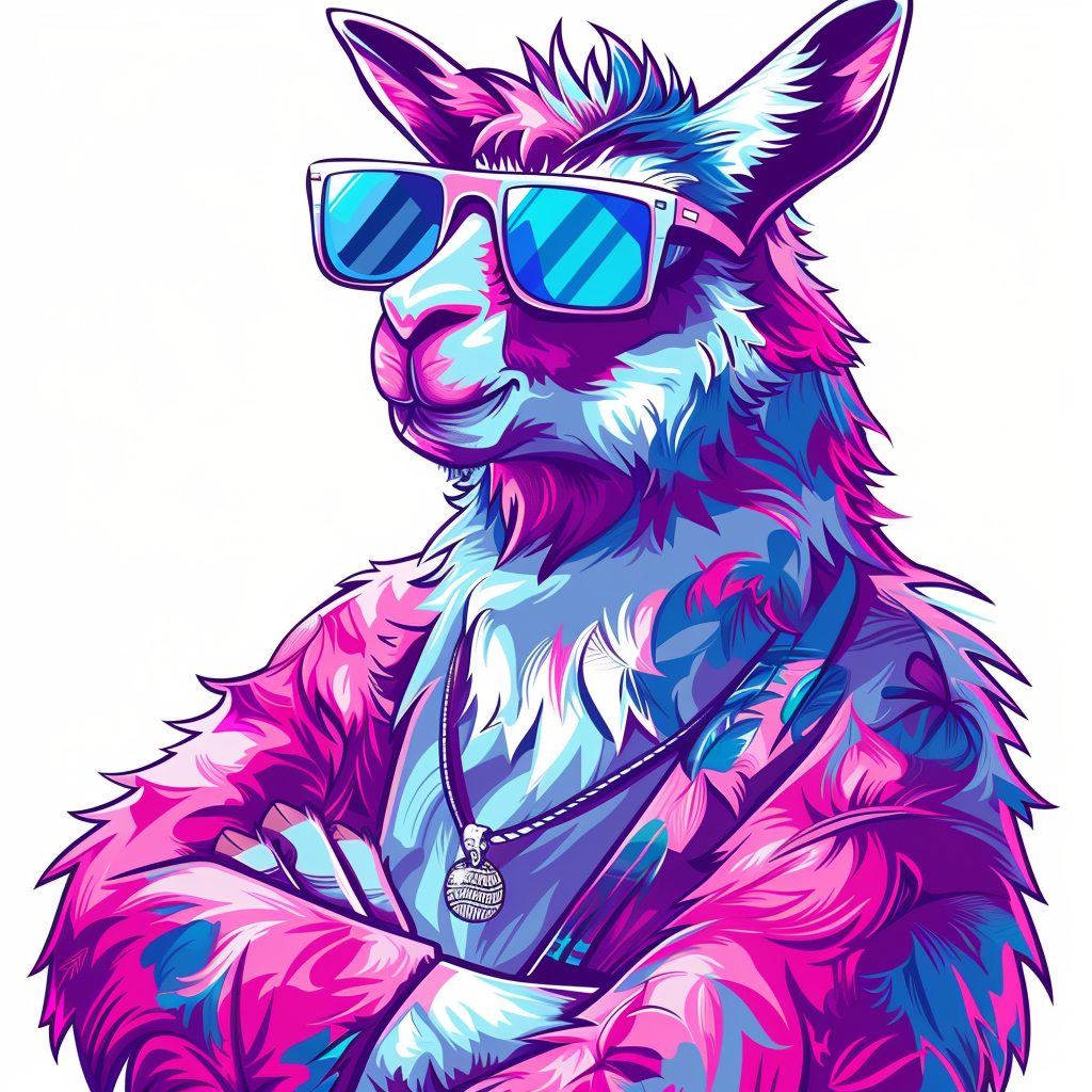 Cool llama in cartoon style