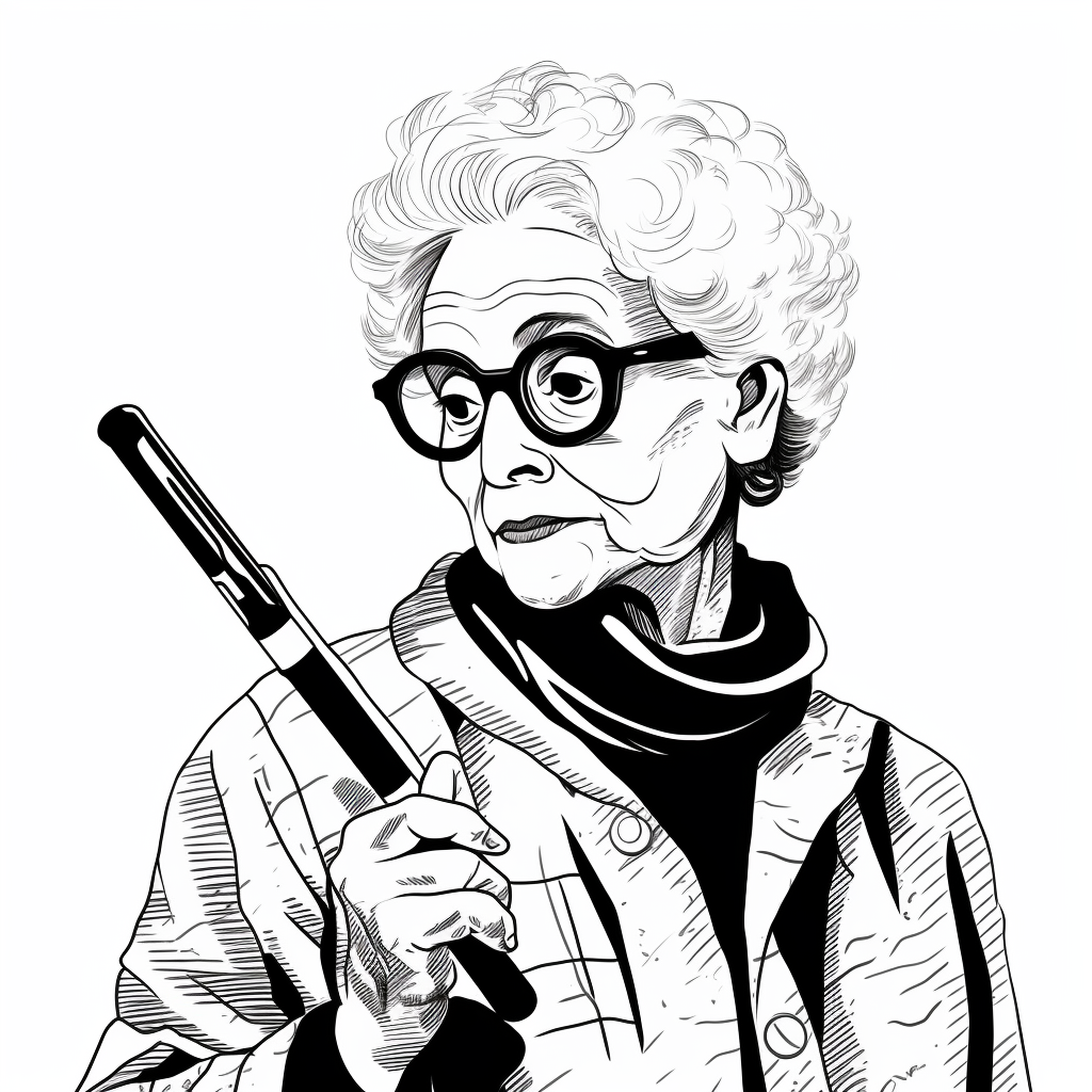 Cartoon of a Cool Old Woman with Marker