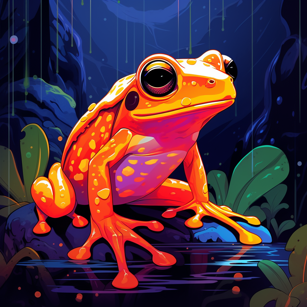 Colorful anime-style orange frog