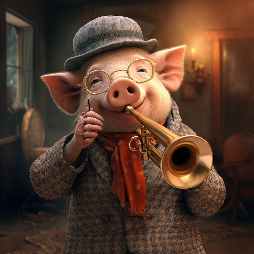 Cool pig playing trumpet